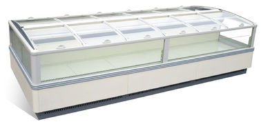 Refrigeradores y congeladores ahorros de energía del supermercado de los gabinetes de exhibición de la comida con la tapa del vidrio de desplazamiento
